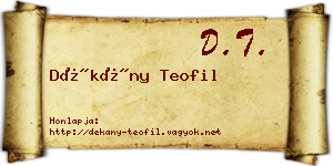 Dékány Teofil névjegykártya